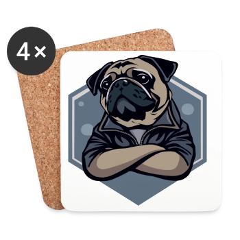 Mops Hund - Untersetzer (4er-Set) - Weiß - Vorne