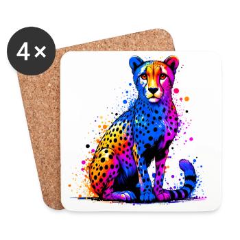 Guépard - Dessous de verre (lot de 4) - blanc - Devant