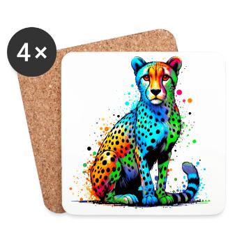 Gepard - Untersetzer (4er-Set) - Weiß - Vorne
