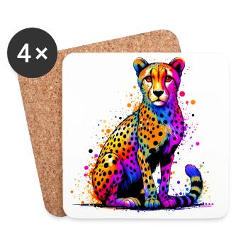 Guépard - Dessous de verre (lot de 4) - blanc - Devant