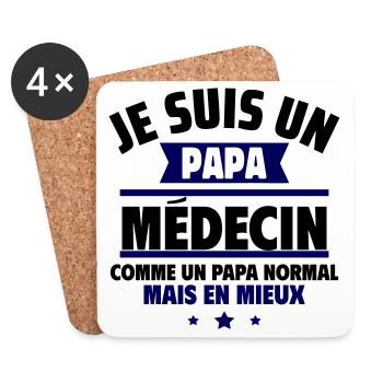 papa médecin : cadeau fête des pères - Dessous de verre (lot de 4) - blanc - Devant