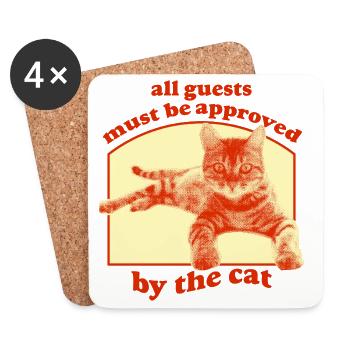 Approved by the Cat – Funny Cat Motif - Coasters (set of 4) - white - Front