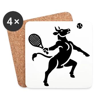 Kuh Tennis Tennisball Balancieren Horn Silhouette - Untersetzer (4er-Set) - Weiß - Vorne