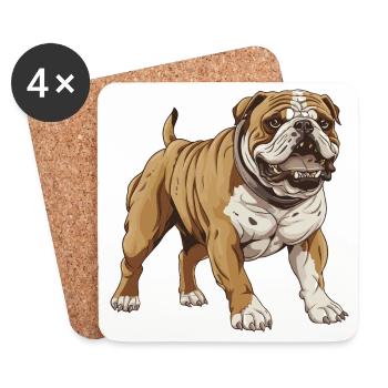 Chien bouledogue - Dessous de verre (lot de 4) - blanc - Devant