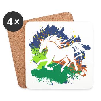 Wild horse on color - Coasters (set of 4) - white - Front