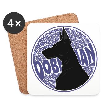 Dobermann Hund logo illustration - Untersetzer (4er-Set) - Weiß - Vorne
