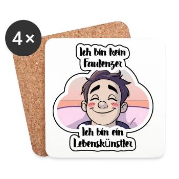 Lebenskünstler Faulenzen Sticker - Untersetzer (4er-Set) - Weiß - Vorne