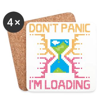 Don't Panic – Pixel Loading Hourglass - Coasters (set of 4) - white - Front