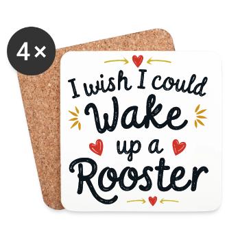 Wake up the rooster! - Coasters (set of 4) - white - Front