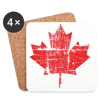 Rustic Wooden Maple Leaf - Coasters (set of 4) - white - Front