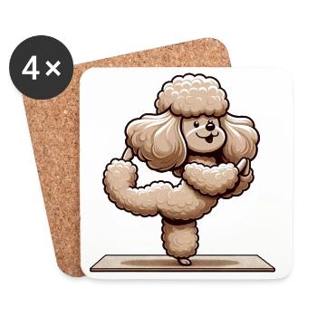 Poodle Yoga Dog Exercise Gymnastics Funny - Coasters (set of 4) - white - Front