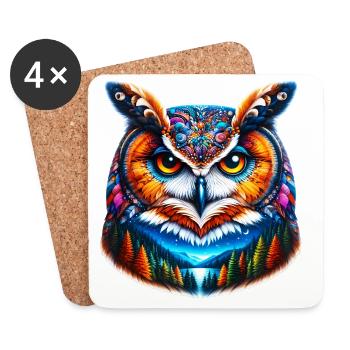 Owl - Coasters (set of 4) - white - Front