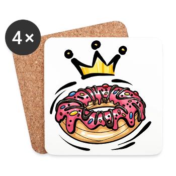 Donut Krone Nascherei Bunt - Untersetzer (4er-Set) - Weiß - Vorne