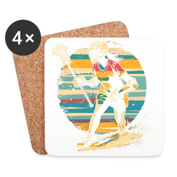 Retro Lacrosse Player 90s - Coasters (set of 4) - white - Front