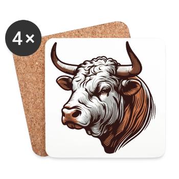 Stier - Untersetzer (4er-Set) - Weiß - Vorne