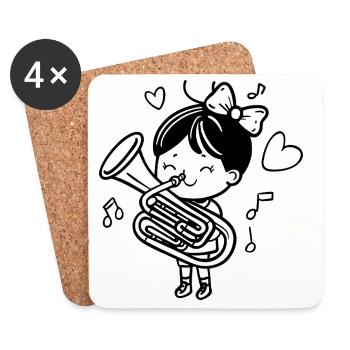 Cartoon Tuba Girl - Coasters (set of 4) - white - Front