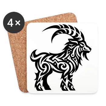 Chèvre de montagne tribale - Dessous de verre (lot de 4) - blanc - Devant