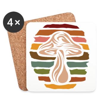 Collectionneur de champignons rétro - nature design vintage - Dessous de verre (lot de 4) - blanc - Devant