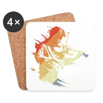 Violinist Retro Look - Coasters (set of 4) - white - Front
