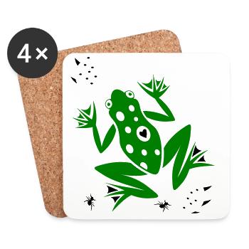 Frosch mit Herz und Ameisen - Untersetzer (4er-Set) - Weiß - Vorne