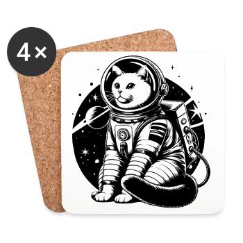 Chat astronaute - Dessous de verre (lot de 4) - blanc - Devant