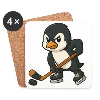 Cooler Pinguin Eishockey Spieler Eishockey - Untersetzer (4er-Set) - Weiß - Vorne