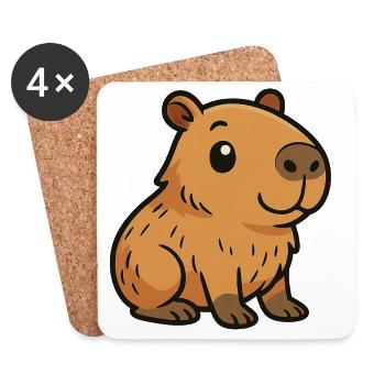 Cute Cartoon Capybara, cuteand chill - Coasters (set of 4) - white - Front