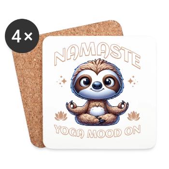 Humeur yoga paresseux de Namasté - Dessous de verre (lot de 4) - blanc - Devant