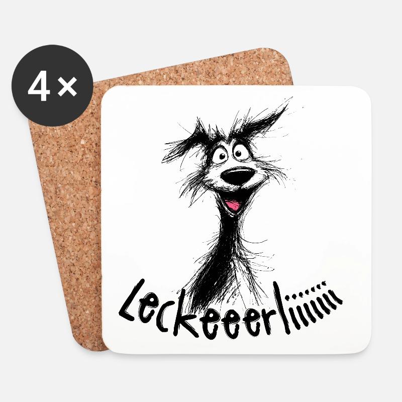 Lustige Hund Skizze – Leckerli - Untersetzer (4er-Set) - Weiß