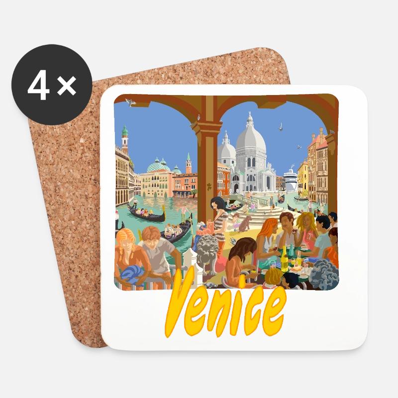 Venedig - Untersetzer (4er-Set) - Weiß