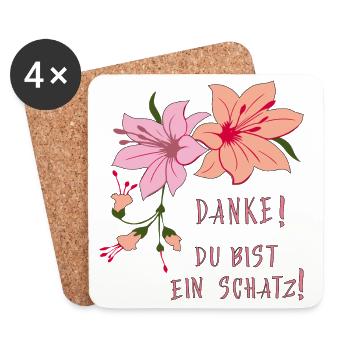 Danke, Du bist ein Schatz - Untersetzer (4er-Set) - Weiß - Vorne