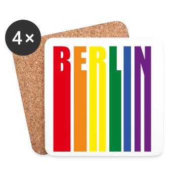 Berlin Regenbogen Pride Geschenk - Untersetzer (4er-Set) - Weiß - Vorne