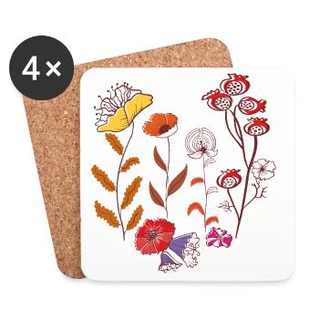 Blüten, Flowers - Untersetzer (4er-Set) - Weiß - Vorne
