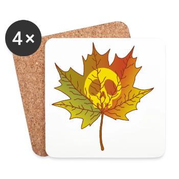 Crâne et feuille morte - Dessous de verre (lot de 4) - blanc - Devant