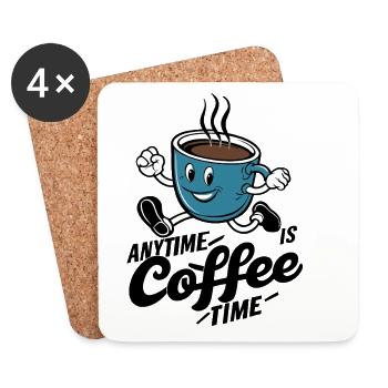 Es ist immer Kaffeezeit für Kaffeeliebhaber # - Untersetzer (4er-Set) - Weiß - Vorne