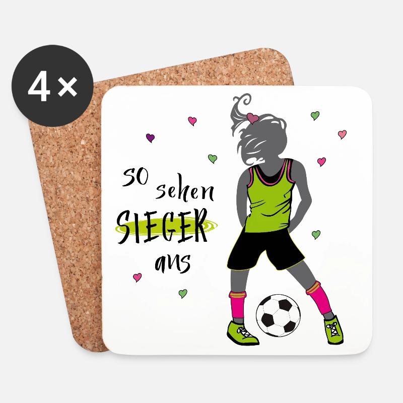 Frauenfussball - Untersetzer (4er-Set) - Weiß