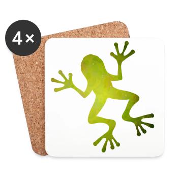 Grüne Frosch Silhouette in Tropen-Optik - Untersetzer (4er-Set) - Weiß - Vorne