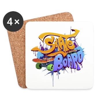 Graffiti Skate Board Design - Coasters (set of 4) - white - Front