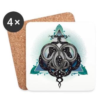 Symbole mystique du serpent avec des étoiles dans le triangle - Dessous de verre (lot de 4) - blanc - Devant