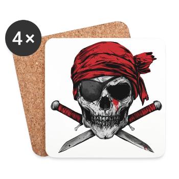 Pirate - Dessous de verre (lot de 4) - blanc - Devant