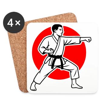 Karate Oi-Zuki - Untersetzer (4er-Set) - Weiß - Vorne