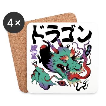Strahlender kosmischer Drache - Untersetzer (4er-Set) - Weiß - Vorne