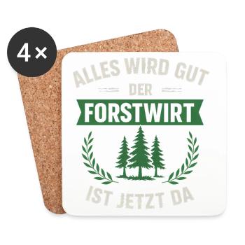 Lustiger Forstwirt Spruch - Untersetzer (4er-Set) - Weiß - Vorne