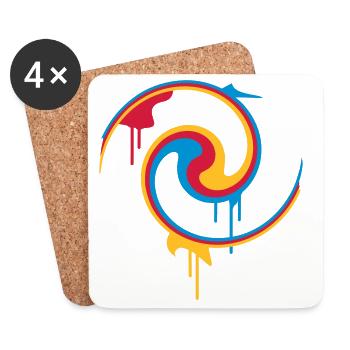 Spirale de couleur colorée avec style graffiti - Dessous de verre (lot de 4) - blanc - Devant