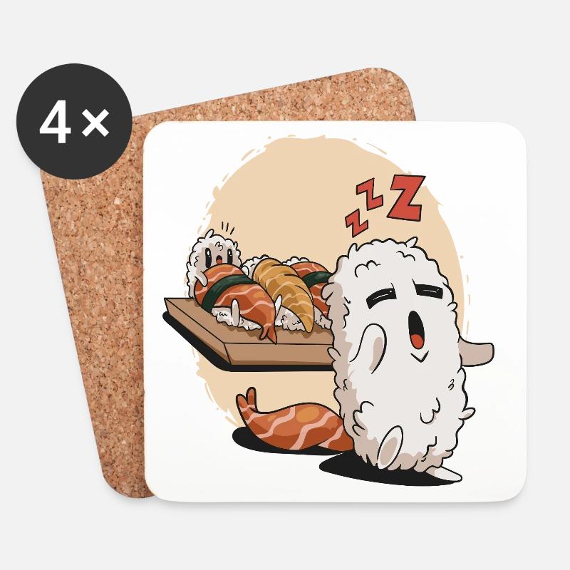 Schlaf-Sushi - Untersetzer (4er-Set) - Weiß