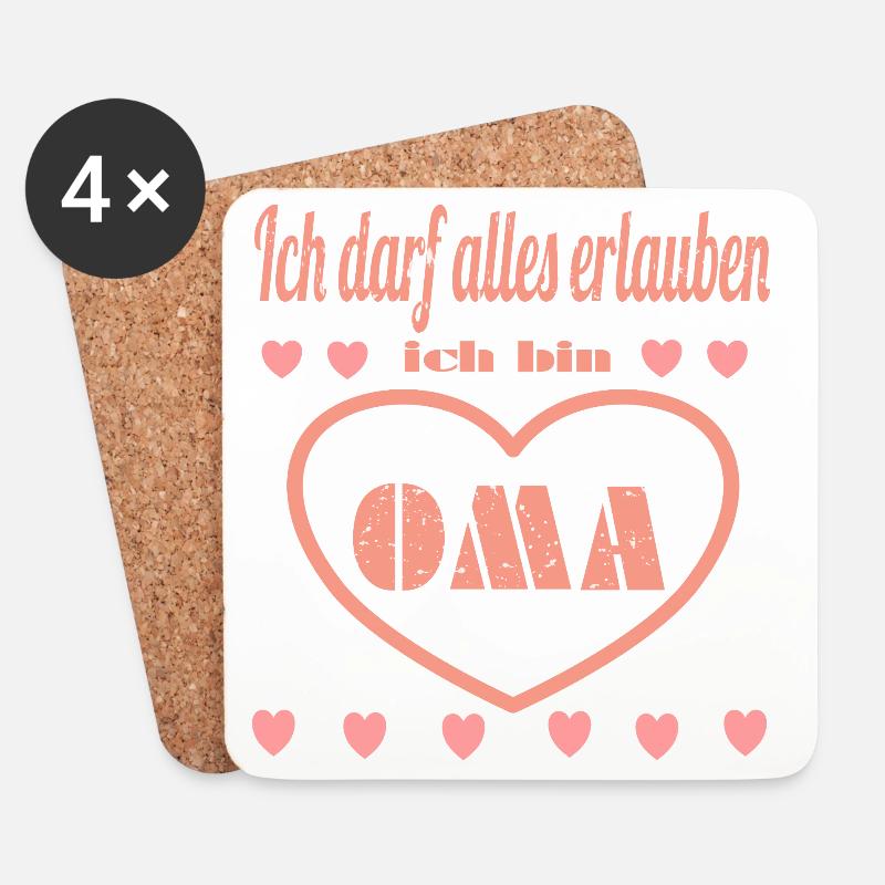 Herz Oma - Untersetzer (4er-Set) - Weiß