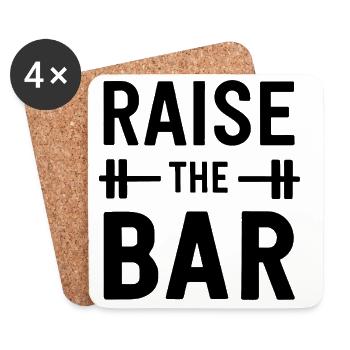 Raise The Bar Motivational Gym Quote - Coasters (set of 4) - white - Front