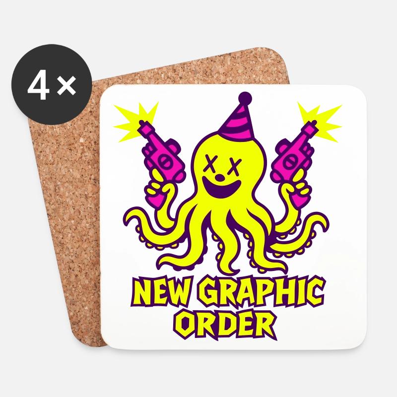 NGO Kraken Neon Pop - Coasters (set of 4) - white