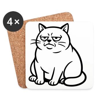 Bored cat - Coasters (set of 4) - white - Front