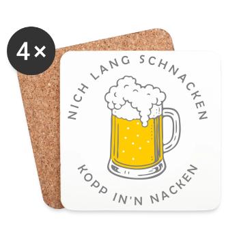Nich lang schnacken – Tasse im Nacken - Untersetzer (4er-Set) - Weiß - Vorne